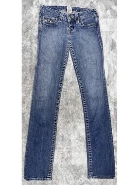 True Religion Jeans Womens 25 Blue Straight Leg Denim Stretch Pants USA Made